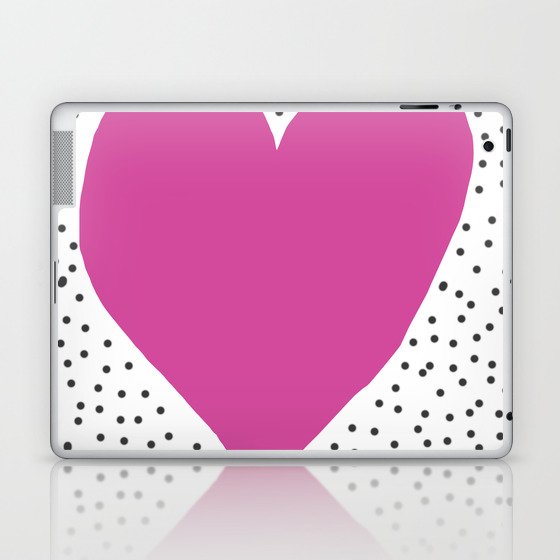 Pink heart with grey dots around Laptop & iPad Skin