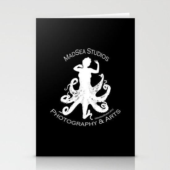MadSea Nymph, white on black Stationery Cards