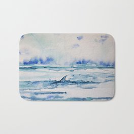 Gliding in shallow water Bath Mat | Watercolor, Nature, Sky, Sea, Water, Animal, Other, Ocean, Fin, Painting 