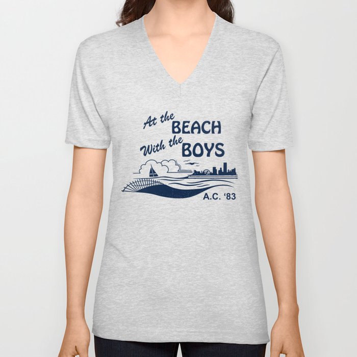At the Beach with the Boys V Neck T Shirt