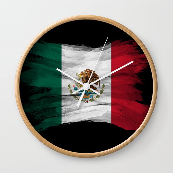 Mexico flag brush stroke, national flag Wall Clock