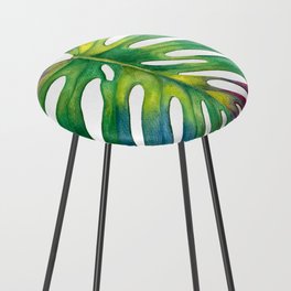 Monstera leaf rainbow Counter Stool