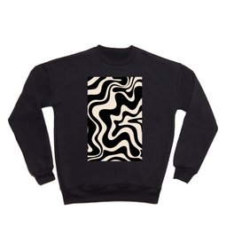 Retro Liquid Swirl Abstract in Black and Almond Cream 2 Crewneck Sweatshirt | Black And White, Psychedelic, Kierkegaard Design, Minimalist, Cool, Trendy, Modern, Curated, Pattern, Digital 