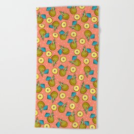 pineapple cocktails - peach Beach Towel