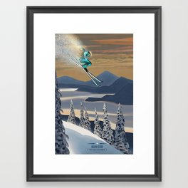 Ski Silver Star Framed Art Print