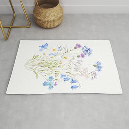white purple and blue wildflowers  Rug