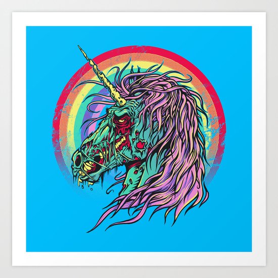 Zombie Unicorn Art Print
