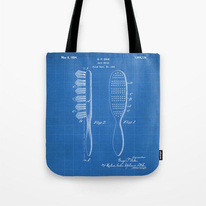 Hair Brush Patent - Salon Art - Blueprint Tote Bag
