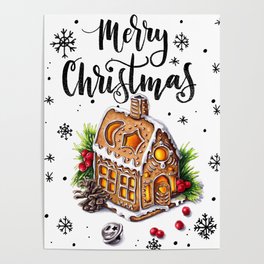 Merry Christmas "Gingerbread house" Poster