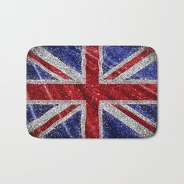 Glitter Union Jack Flag UK Bath Mat | Pattern, Glitter, Sparkle, Sequin, Style, Modern, 60S, 70S, 80S, England 