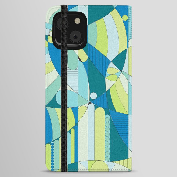 BLUE AND GREEN GEO iPhone Wallet Case