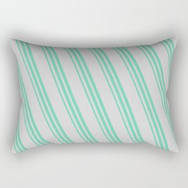 [ Thumbnail: Light Gray and Aquamarine Colored Striped Pattern Rectangular Pillow ]