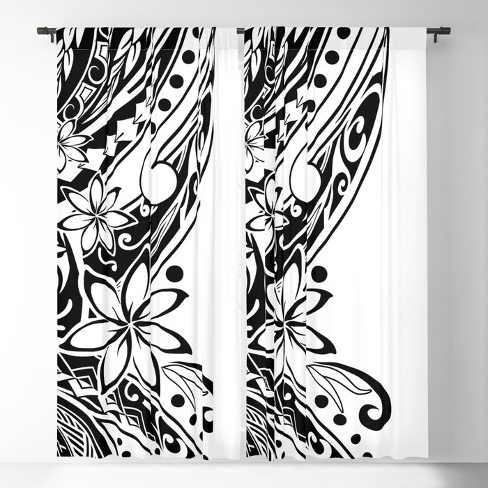 Hawaiian - Samoan - Polynesian Black Tribal Blackout Curtain