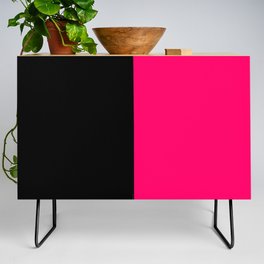 Black Bright Pink Color Block Credenza