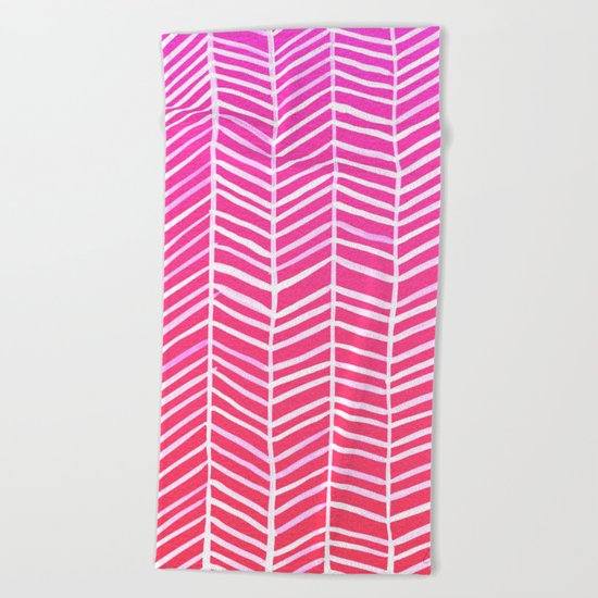 Herringbone – Pink Ombré Beach Towel