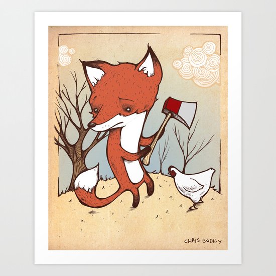 Fox and Chicken Art Print