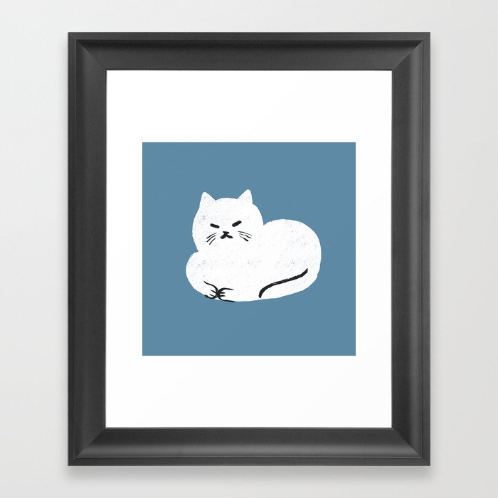 Comfy Cat WarmBlue Framed Art Print