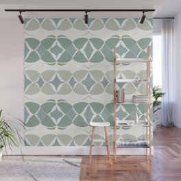 Modern abstract big weave pattern – green Wall Mural