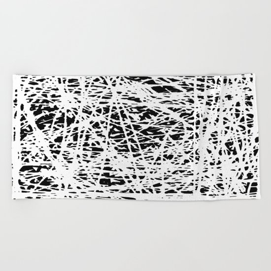 Whispers In the Dark - Black and White Abstract Beach Towel
