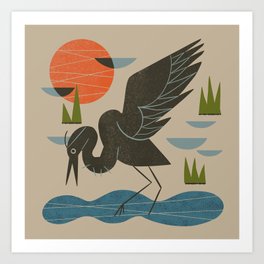 Happy Heron Art Print