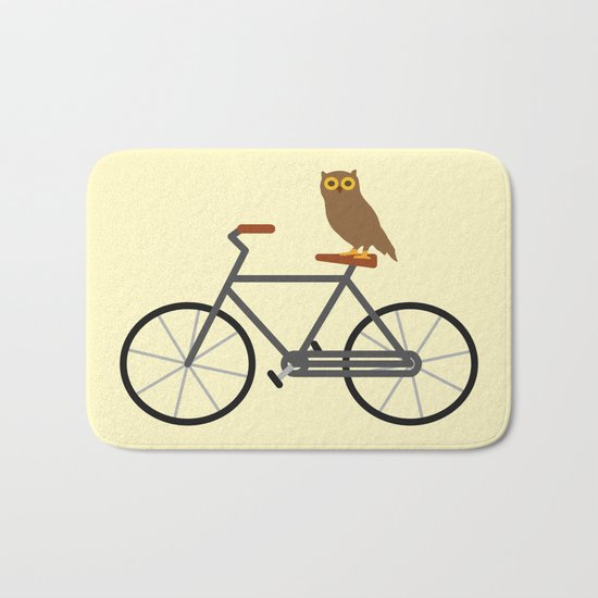 Owl Riding Bike Bath Mat