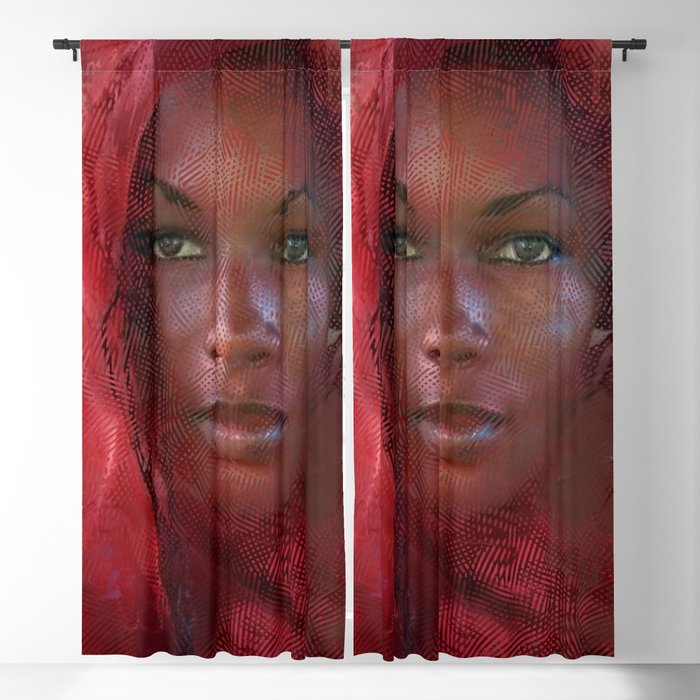 African Beauty With Red Headscarf Blackout Curtain