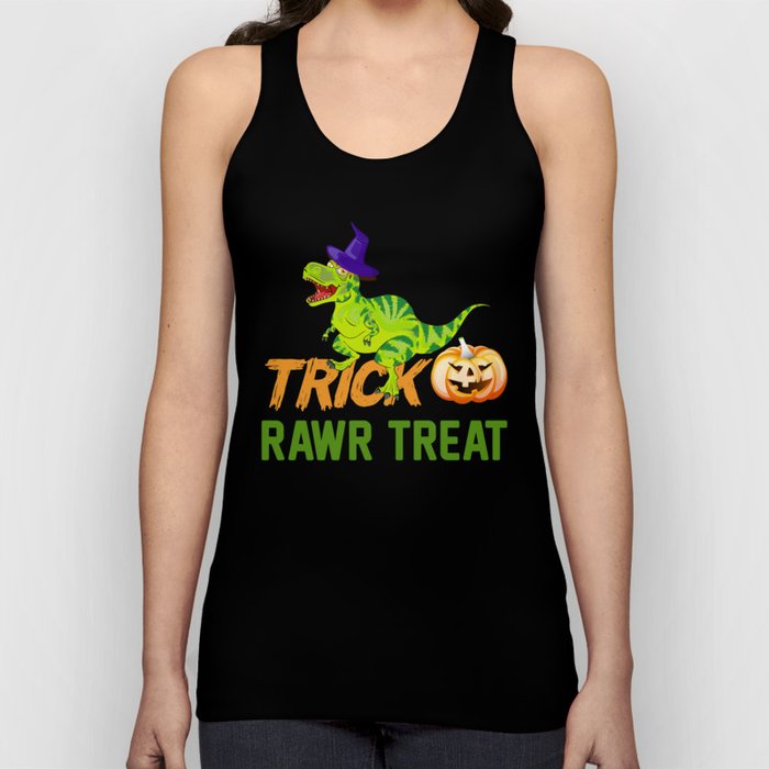 Trick Rawr Treat Halloween T-Rex Funny Dinosaur Tank Top
