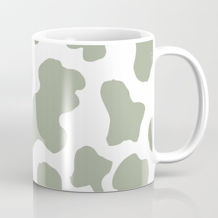 Sage Green Cow Print Aesthetic Pattern Coffee Mug