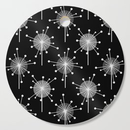 Sputnik Starburst Flowers Black Gray Cutting Board