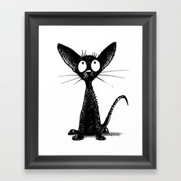 Little Black Oriental Cat Framed Art Print