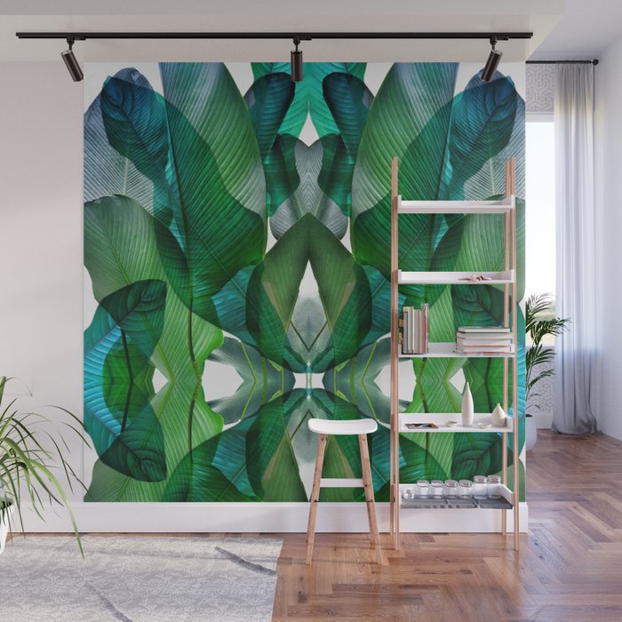 Palm leaf jungle Bali banana palm frond greens Wall Mural by ChrissyInk