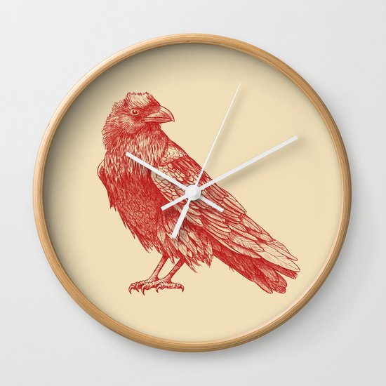 Red Raven Wall Clock