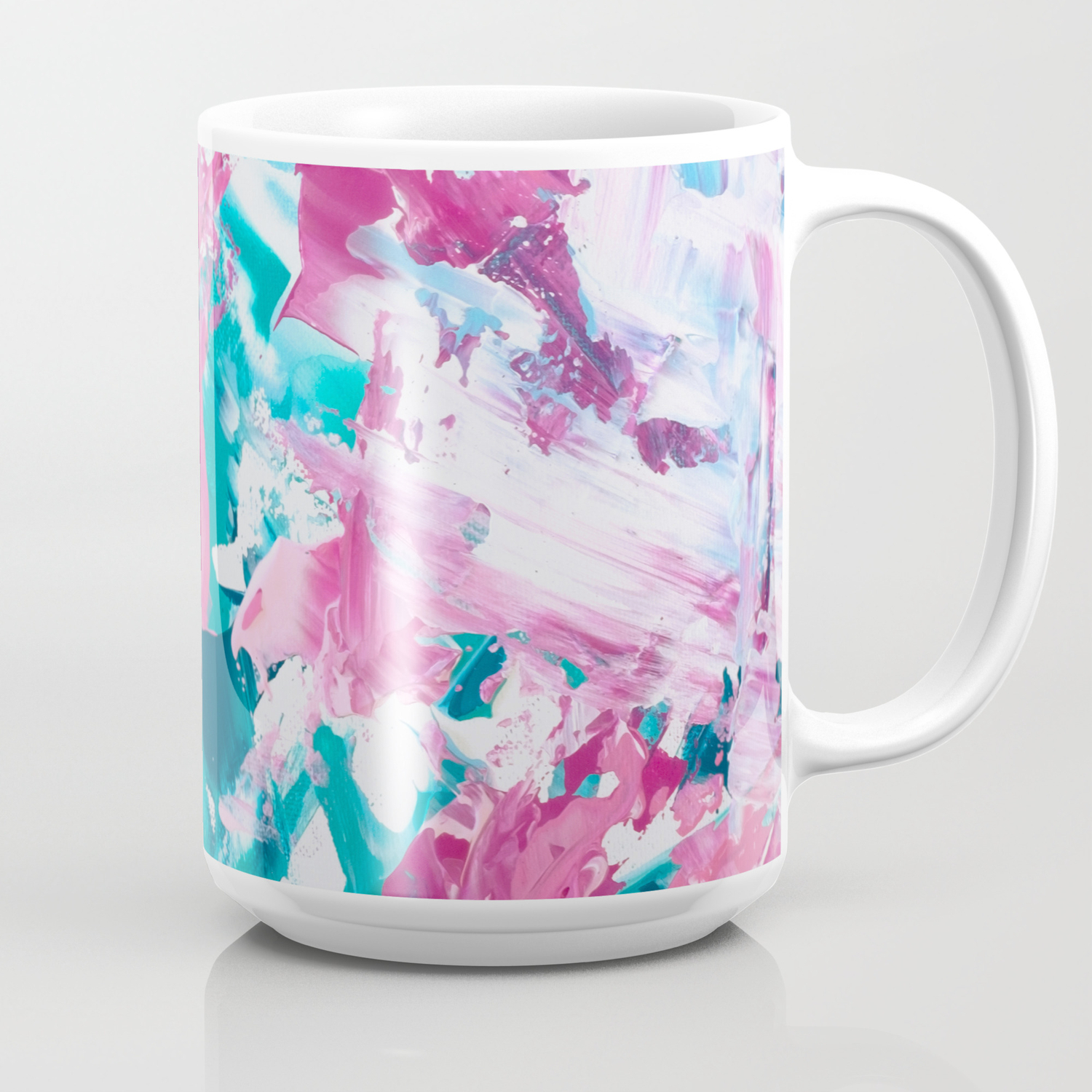 Pink Turquoise Modern Abstract Acrylic Painting Coffee Mug By