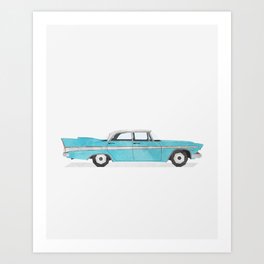 Turquoise Classic Car Art Print