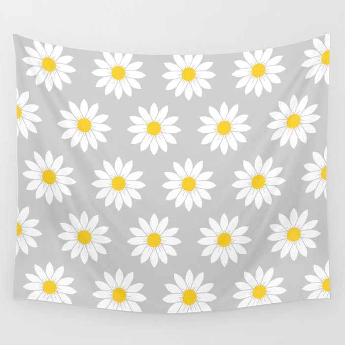 Daisies in Gray Wall Tapestry