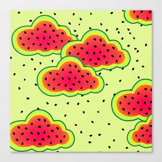 Watermelon Clouds Design Canvas Print