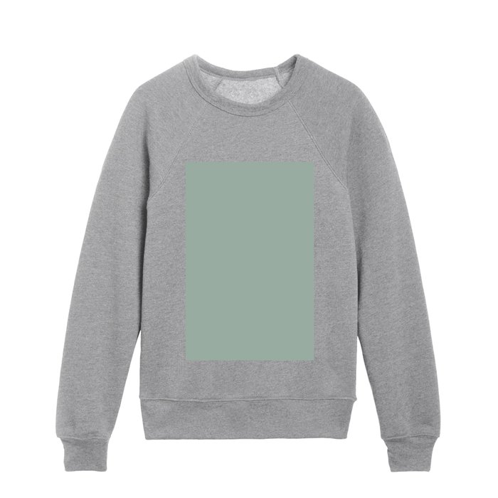 Subdued Billiard Green-Blue Gray Grey Single Solid Color Coordinates with PPG Dusty Aqua PPG10-29 Kids Crewneck