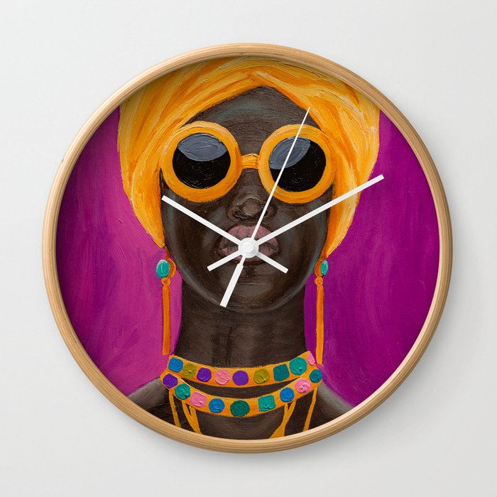 African American Woman Pop Art Portrait Wall Clock