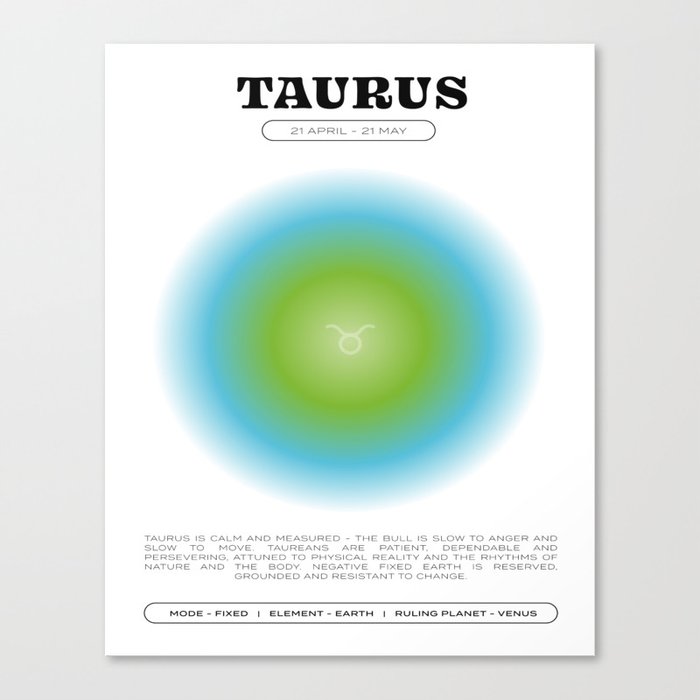 Taurus Zodiac Aura Print Canvas Print