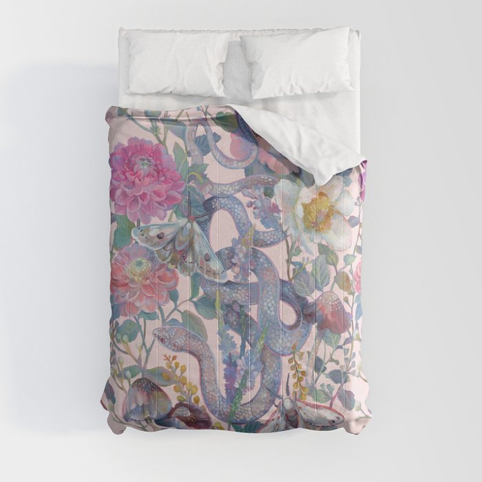 Pink Floral Garden Snake Comforter