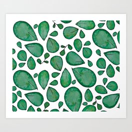 Cute Leaf Pattern | Watercolor Leaves | Pattern Design Art Print | Green, Cute, Patternforcards, Ink, Pattern, Greendesign, Fundesign, Watercolor, Leaves, Watercolorpattern 