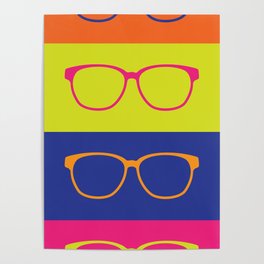 Popart Hipster Eyeglasses Poster