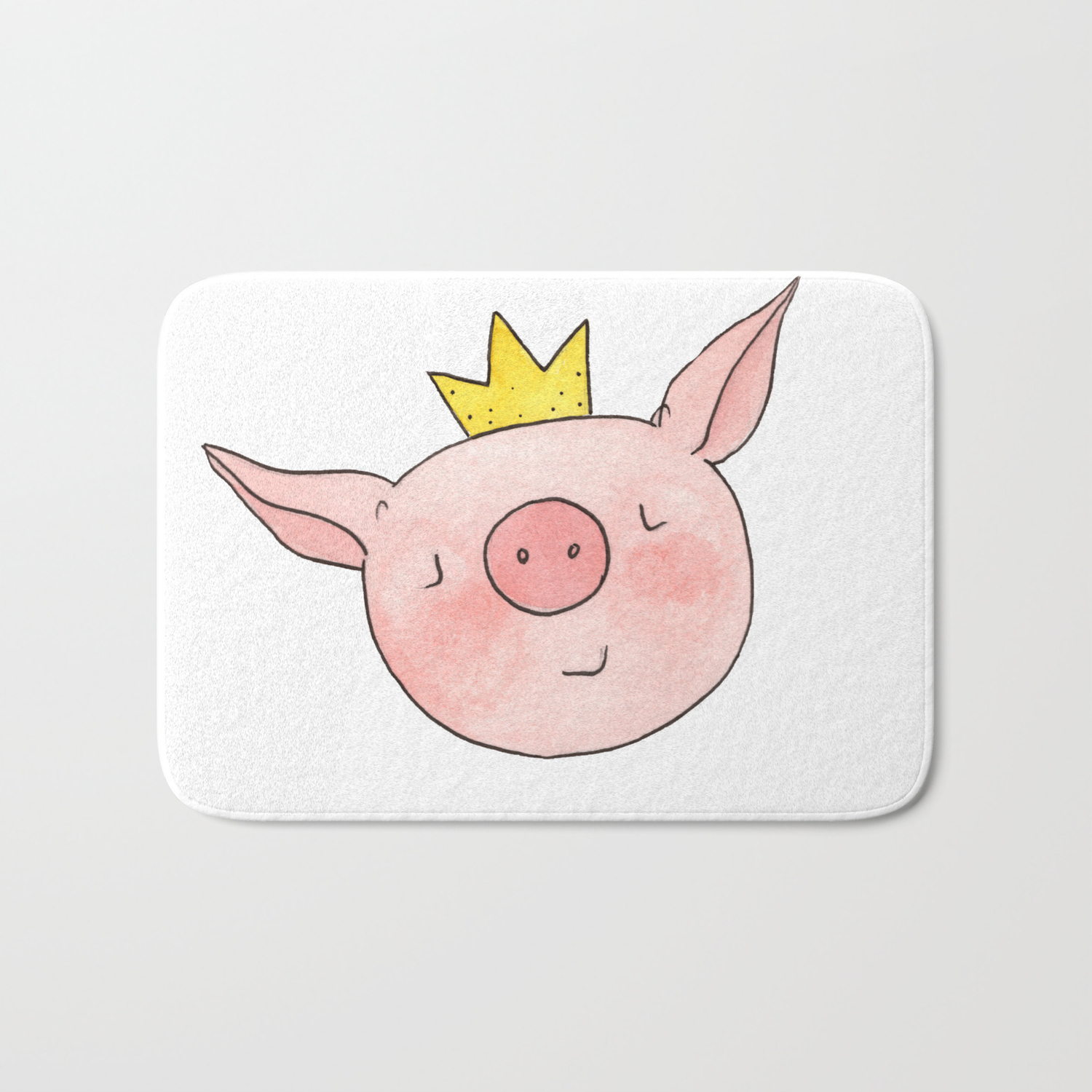 Queen Pig Cute Piglet In A Crown Bath Mat By Piggydoodle Society6