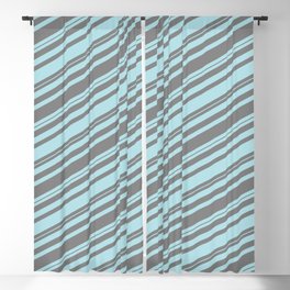 [ Thumbnail: Grey and Powder Blue Colored Lined/Striped Pattern Blackout Curtain ]