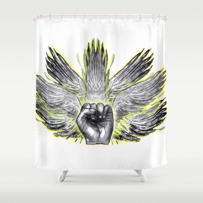 surreal winged hand mystical Feathered animal  Shower Curtain