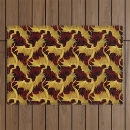 Golden dragons on an ornate background Outdoor Rug