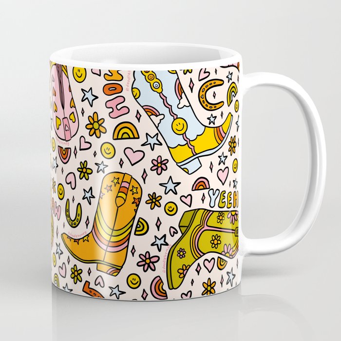 Rainbow Cowboy Boots Print Coffee Mug by Doodle by Meg Society6