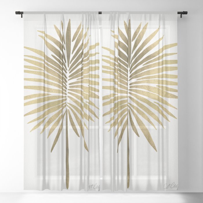 Tropical Fan Palm – Gold Palette Sheer Curtain