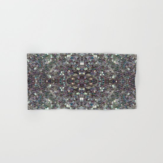 Sparkly colourful silver mosaic mandala Hand & Bath Towel