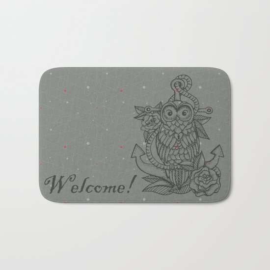 owl, roses & anchor Bath Mat